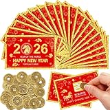 Contenu de l'emballage : le coffret cadeau du Nouvel An lunaire contient 25 cartes à gratter et 24 pièces de monnaie du Nouvel An lunaire. La taille de chaque carte de jeu est de 12 x 8 cm, et la taille de chaque pièce de monnaie du Nouvel An lunaire est de 2,4 cm. Une carte d'instructions est également incluse pour vous aider à comprendre les règles du Nouvel An chinois