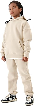 YKR Kids Sweatsuit Girls Boys Fleece 2 Piece Outfits Hooded Sweatshirt and Jogger Sweatpants Athletic Clothing Sets