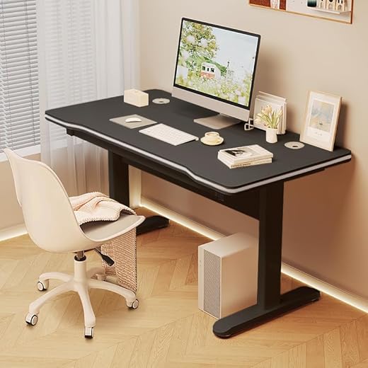 HDHNBA Moderner Gaming-Schreibtisch mit T-förmiger Halterung, Computer-Schreibtisch für das Homeoffice, Holz-Kunst-PC-Schreibtisch