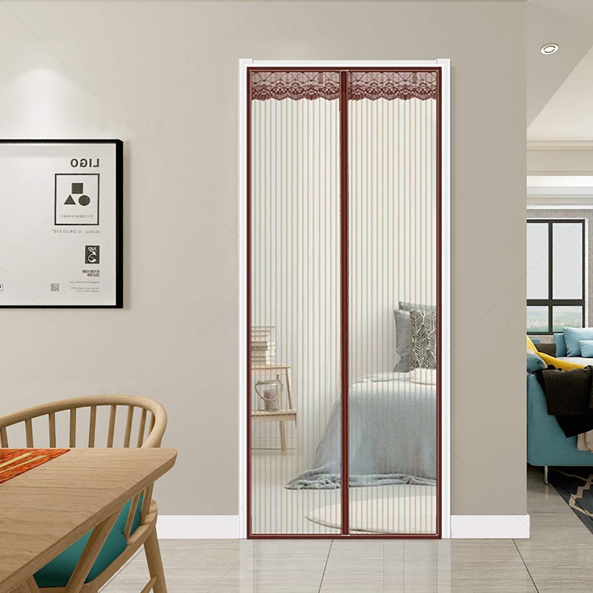 Zanzariera Magnetica Finestra 100x240cm(39x94inch) Tenda Anti Zanzare Rete Anti Insetti Impedendo Insetti di Entrare per Porte d'Ingresso,Porte, Cortili, Marrone
