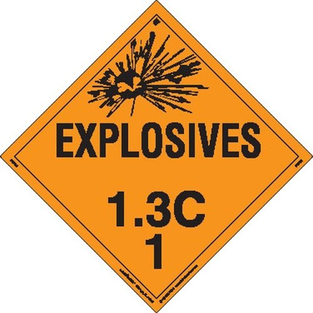 LabelmasterPSR60 Explosive Class 1.3 C Hazmat Placard, Removable Vinyl (Pack of 25)