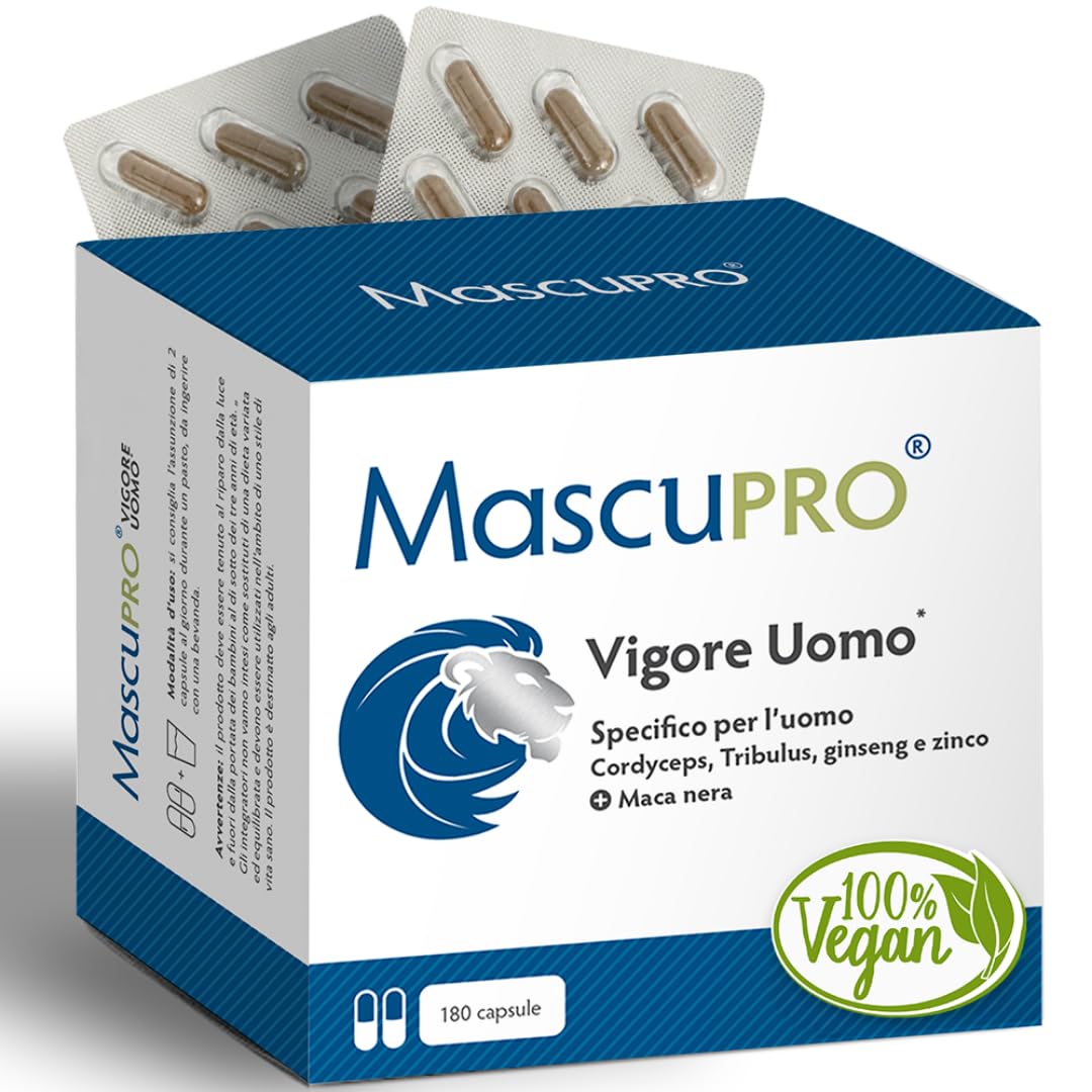 MascuPRO® Vigore Uomo Maca Nera - Estratto di Maca 20:1 con Tribulus terrestris,