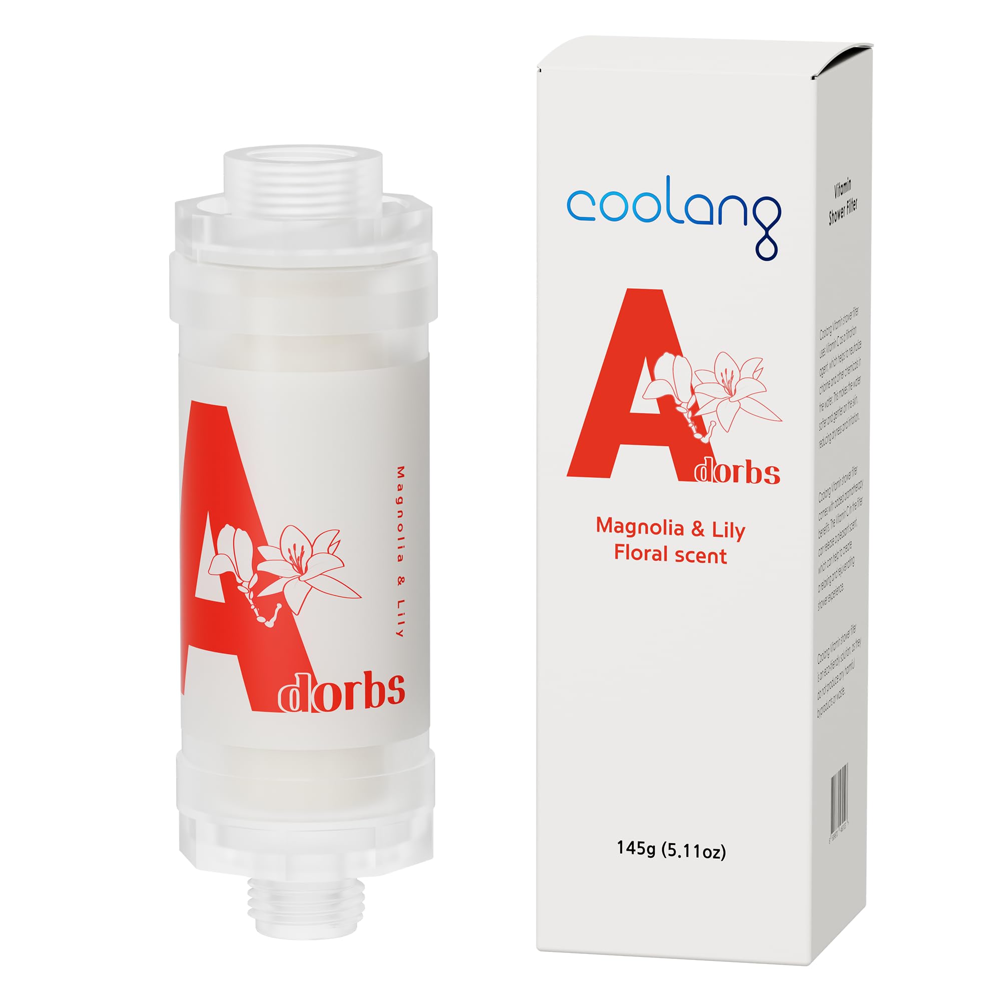 Coolang Universal Vita C Shower Filter: Unveil Radiant Skin & Hair with K-Beauty Secrets (Adorbs-Magnolia & Lily)