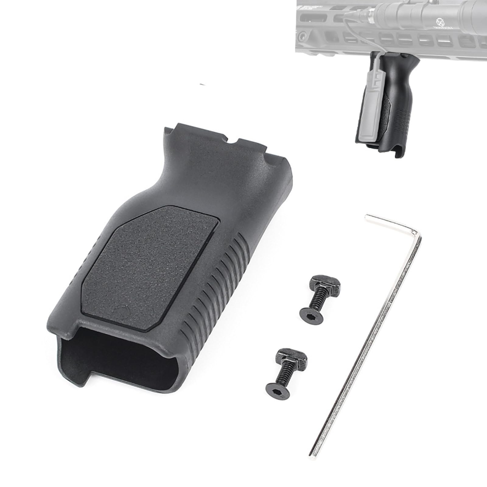 AVG Tactical Mlok Front Grip Impugnatura anteriore lunga Impugnatura verticale con gestione dei cavi per sistema di paramani Mlok Rail (Nero)