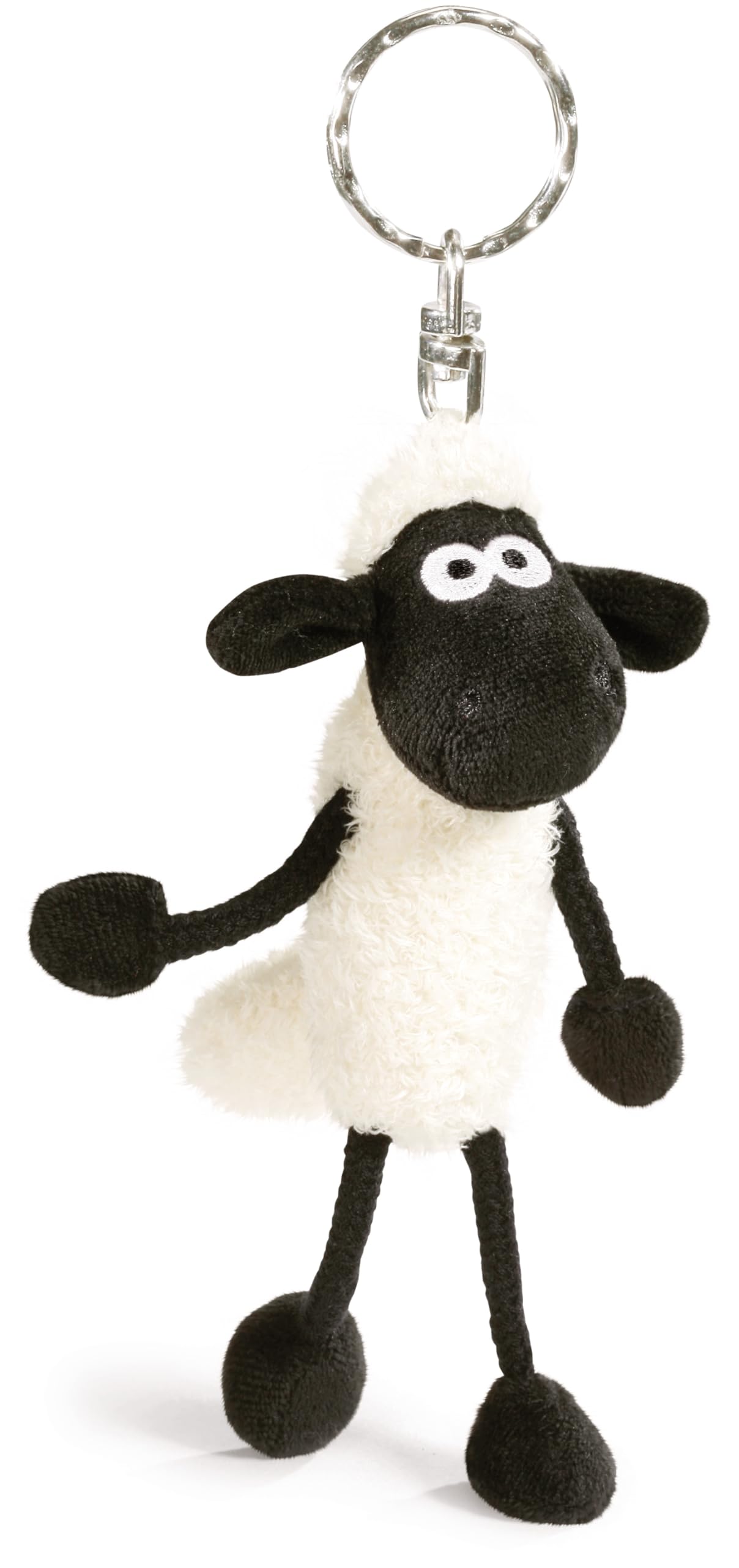 Key Ring Shaun the Sheep 10 cm White Sustainable Companion Cuddly Toy Pendant with Key Ring for Lanyard, Key Ring and Key Holder
