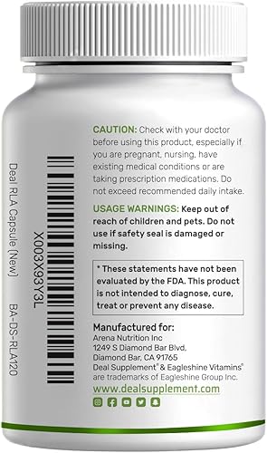 Miniatura 7 de DEAL SUPPLEMENT R Ácido alfa lipoico 600 mg con benfotiamina 300 mg por porción, 120 cápsulas vegetales  200 mg de R-ALA por cápsula  Suplemento