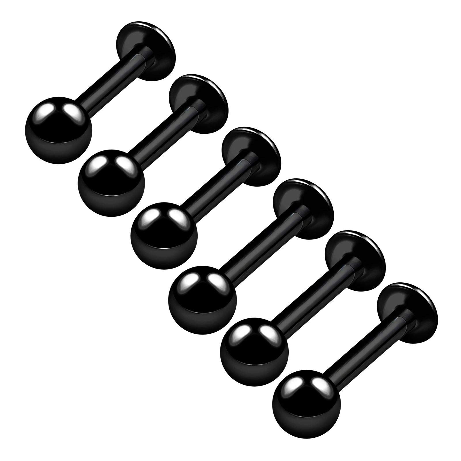 6PCS Steel Labret 3mm Ball Marilyn Monroe Tragus Cartilage Lip Earrings Spiderbite Piercing Jewellery See More Color and Size