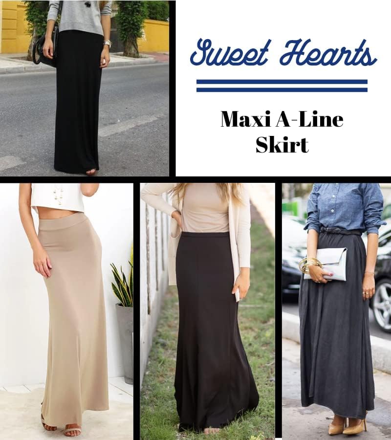 Sweet Hearts Maxi Skirt for Women- Comfy Foldover High Waist Long Flare A-Line Skirt Maxi Dress XS-3X Made in USA - Image 7