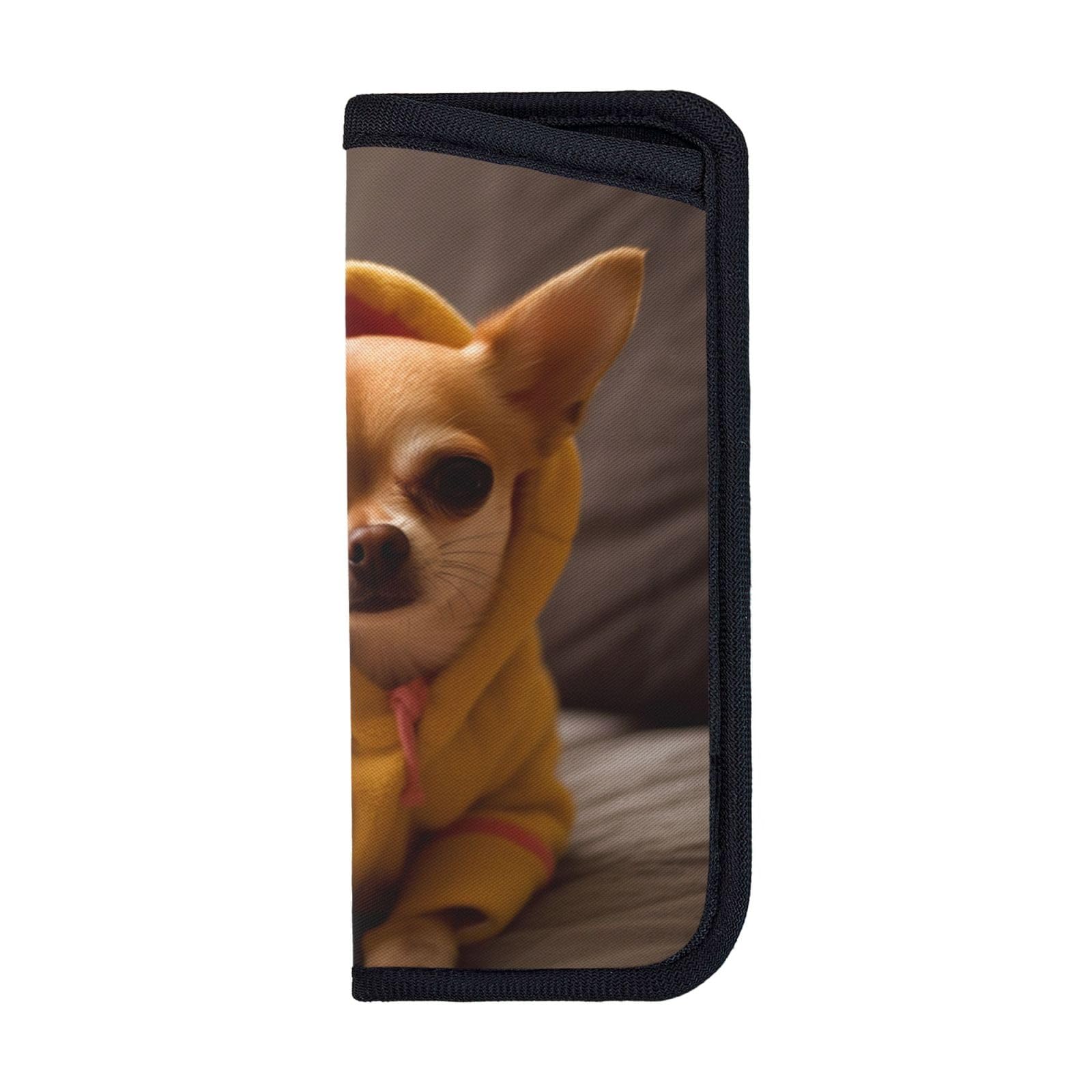 Ezdlowvba Unisex Black Cute Depressed Chihuahua Print Glasses Pouch Slim - Soft Eyeglasses Bag Spectacles Sleeve Portable Cloth Eyewear Case Sunglasses Case