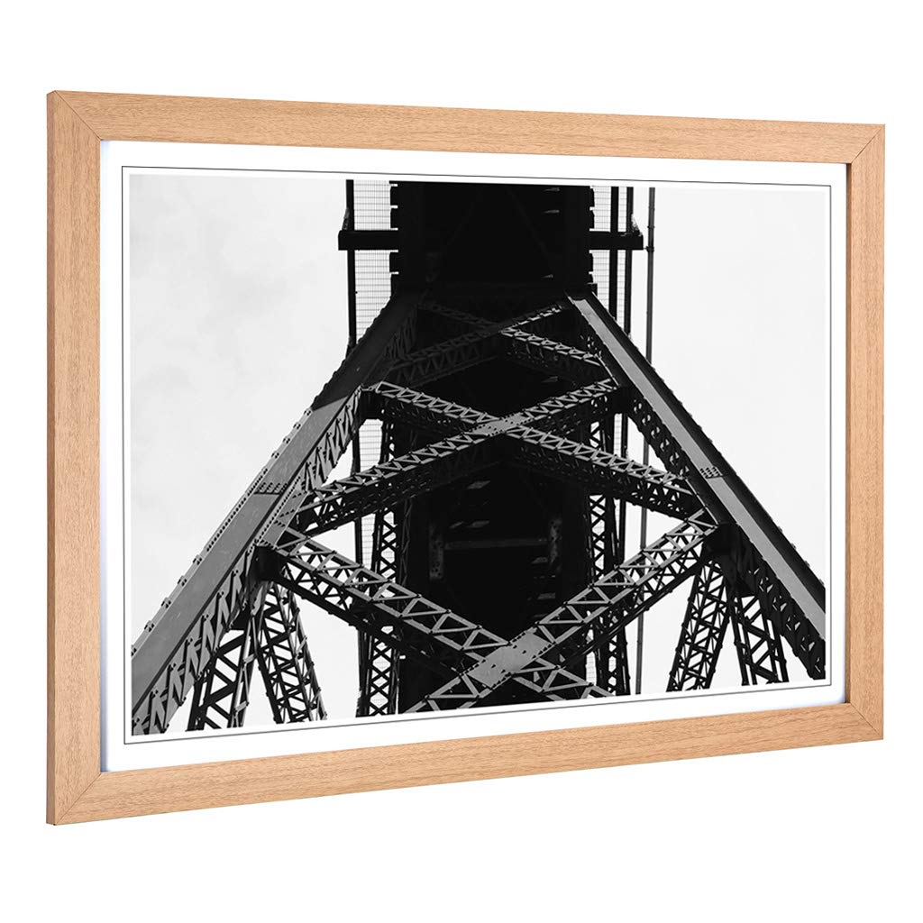 Big Box Art Framed Print Bridge Architecture Design | Wall Art Picture | Home Decor for Kitchen, Living Room, Bedroom, Hallway, Oak, A2 / 24.5x18 Inch / 62x45cm