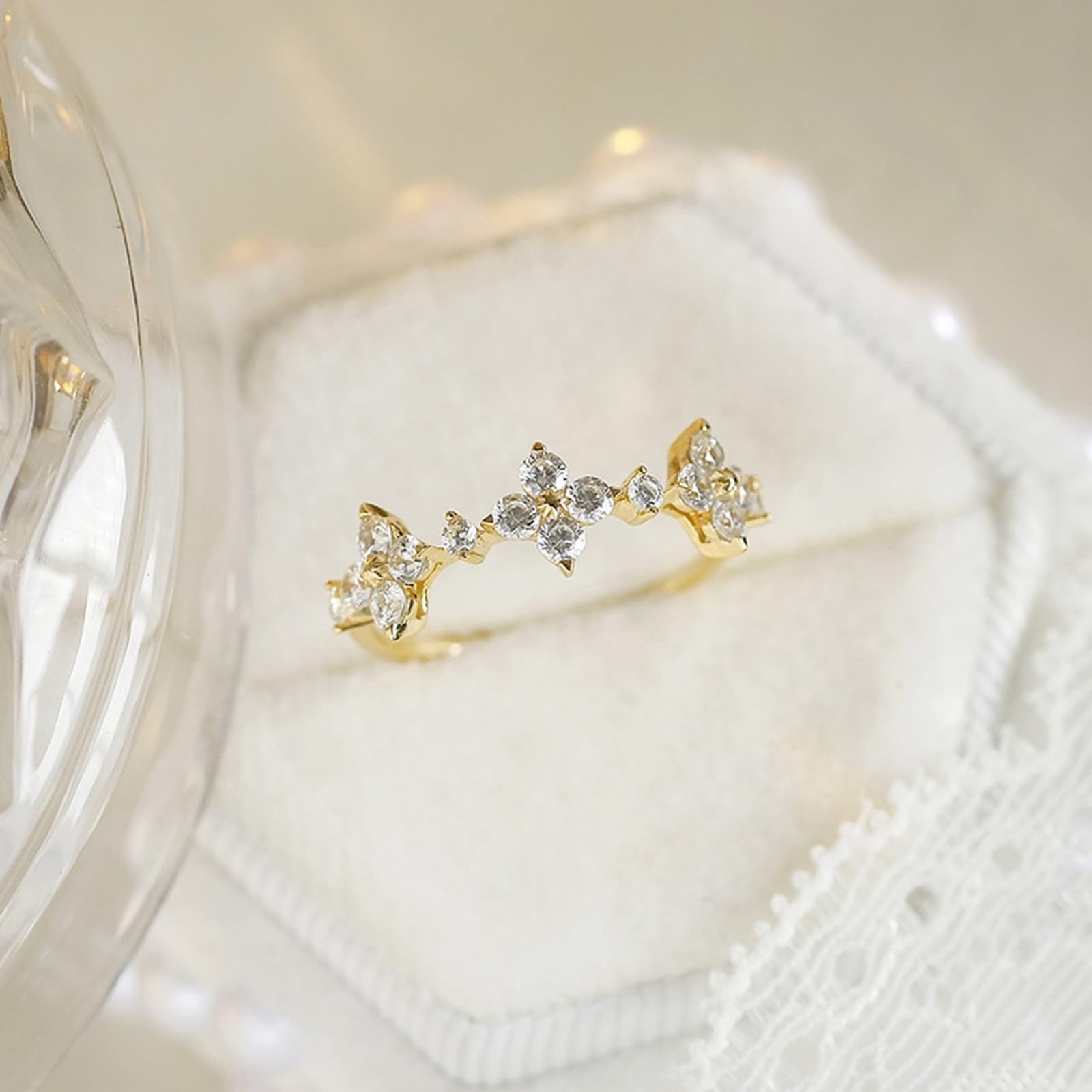 Or Au 375/585/750 Bague de fiançailles classique avec moissanite
