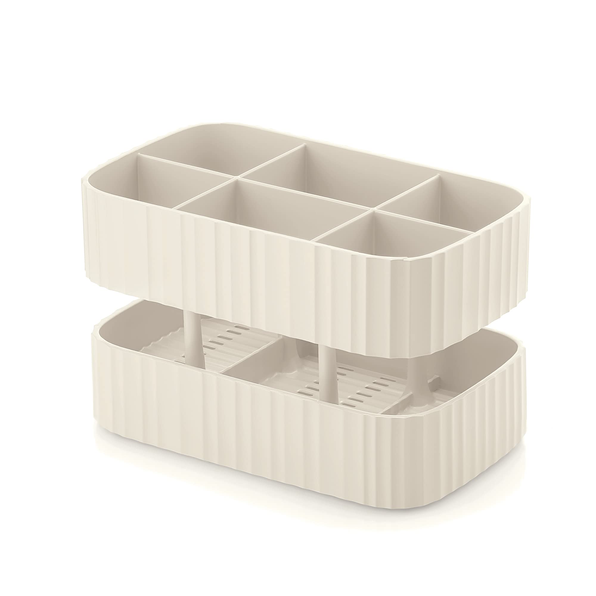 Guzzini Drain & Safe Cutlery Drainer, 100% Post Consumer Recycled Plastic, Milk White, 17x10xh11 cm