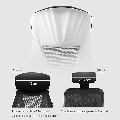 Miniatura 5 de Silla ergonómica de malla ejecutiva de respaldo alto, con soporte lumbar ajustable, reposacabezas y reposabrazos