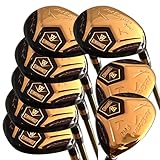 Japan WaZaki Hybrid-Eisen-Set USGA R A Rules Golf Club, 14 K Gold-Finish, 4-SW, mit Abdeckungen, Cyclone-Modell, Herren-Regular Flex, 65 g Graphitschaft, Standardlänge, 16 Stück