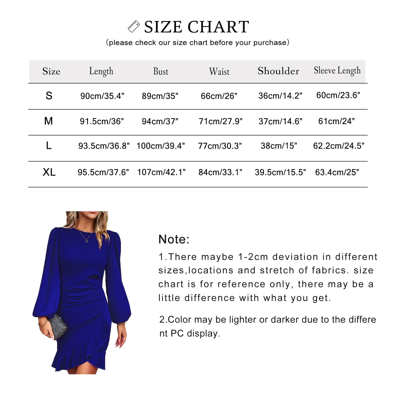TcIFE Vestido Mujer de Cóctel Manga Larga Cuello Redondo Vestido de Ruched Volante Dobladillo Bodycon Mini Vestidos para Fiesta Invitada Bodas Noche