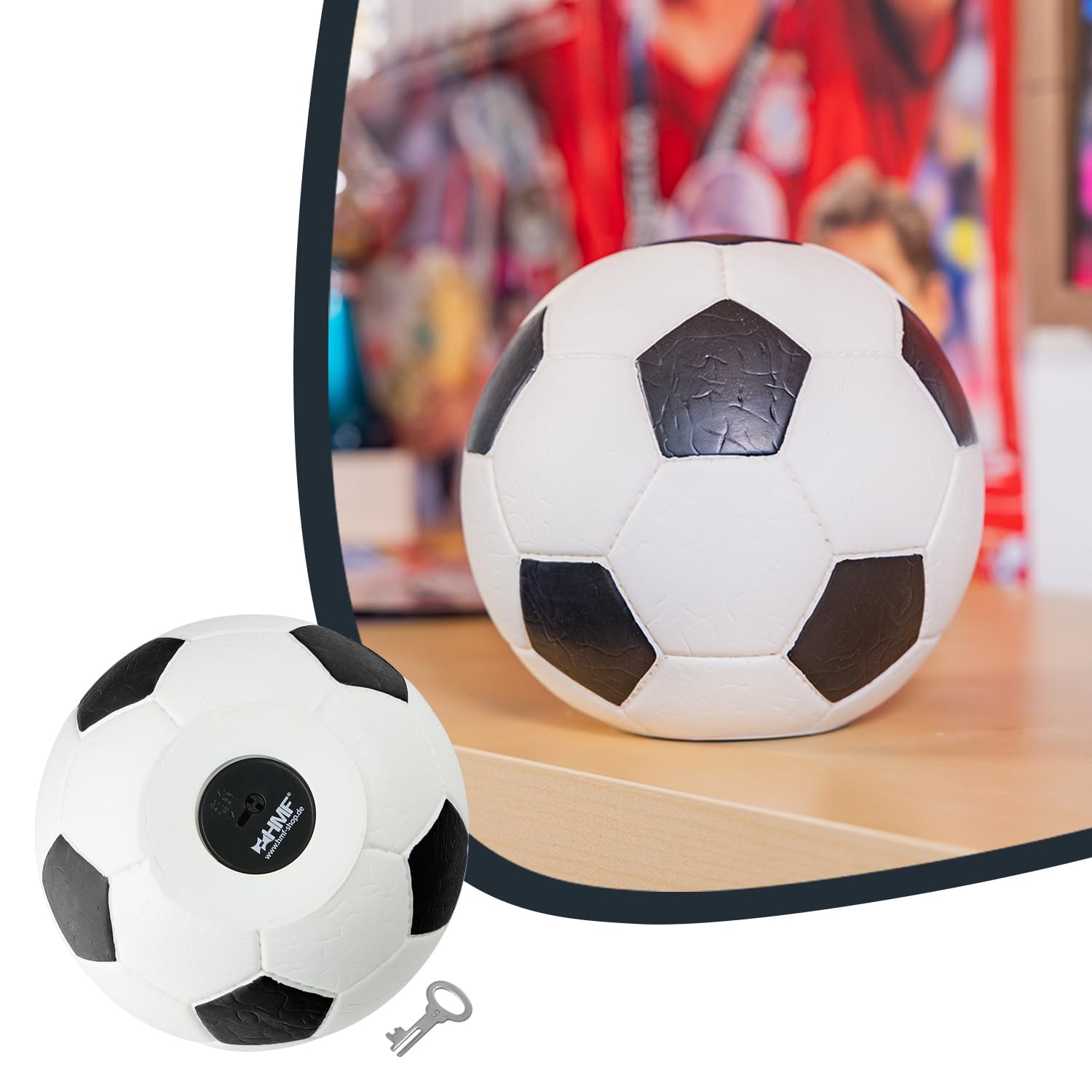 HMF 4790-01 Soldi Salvadanaio, Pallone da Calcio In Pelle Sintetica, 15 cm, Bianco Nero