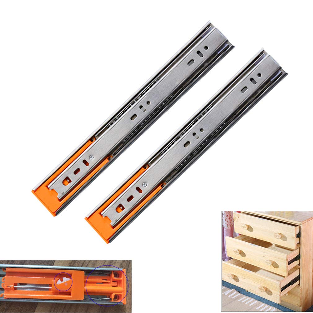 1 Par,Guías Correderas para Cajónes de Montaje Lateral,Guías para Cajones 3 Secciones Retirable,con Amortiguador,304 Acero Inoxidable,con Tornillos (500mm(20inch))
