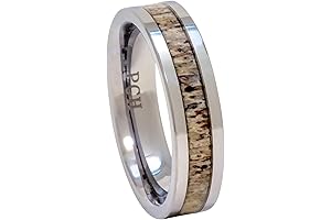 Deer Antler Engagement Ring - Tungsten 6MM Wedding Band For Men and Women