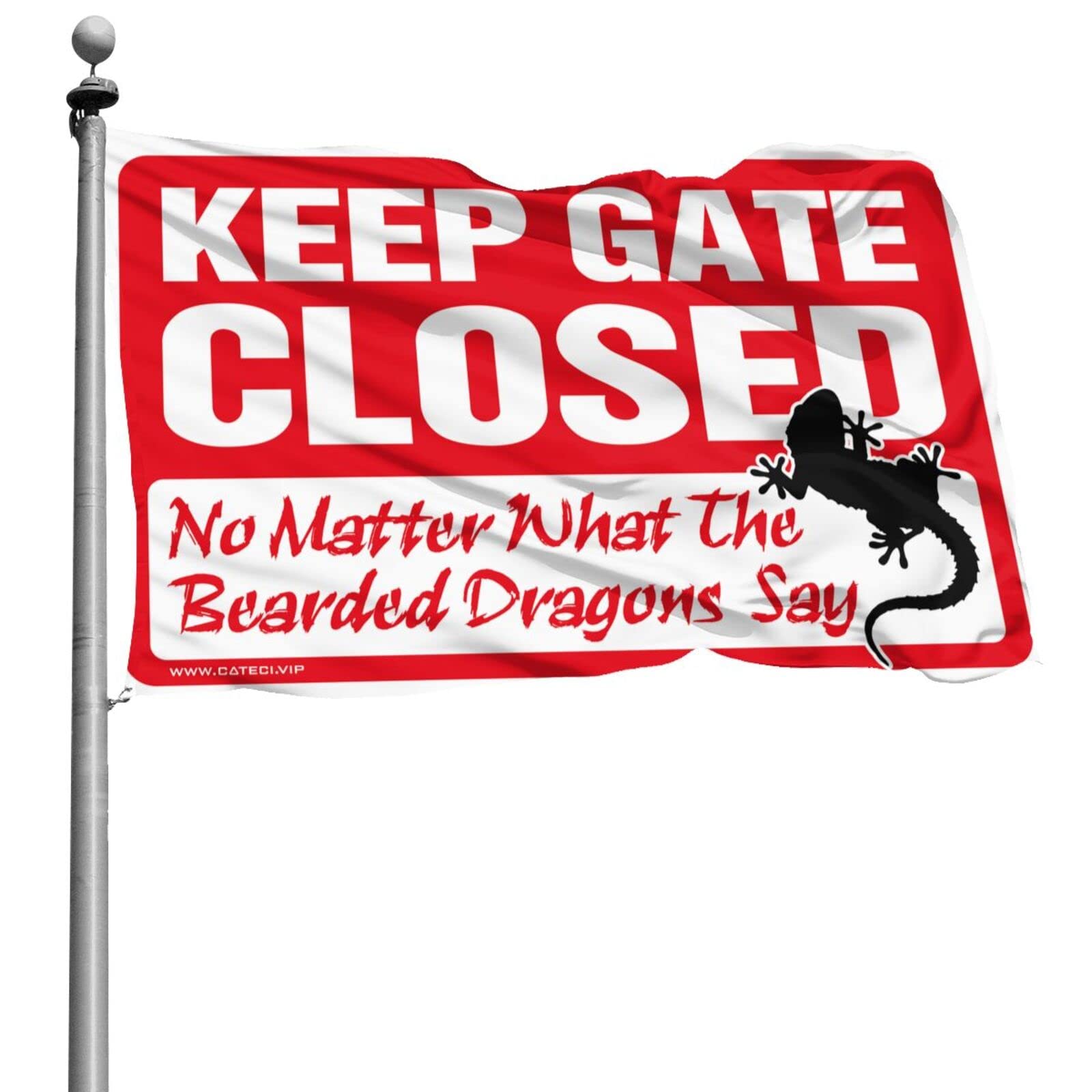 Drapeau Bearded Dragon Keep Gate Closed pour passionnés de reptiles