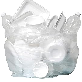 Aluf Plastics 45 Gallon 12 Micron (eq) Clear Trash Bags - 39 x 46 - Pack of 250 - For Home, Office, Bathroom, & Commercial