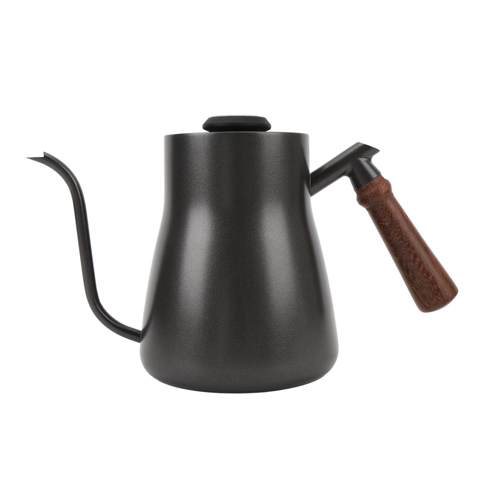 Hervidor de café, Tetera con Cuello de Cisne de Acero Inoxidable de 850 Ml, Hervidor de Agua con de Madera con Termómetro y Pico Largo, Ideal para Preparar Cerveza en el Hogar, Viajes y
