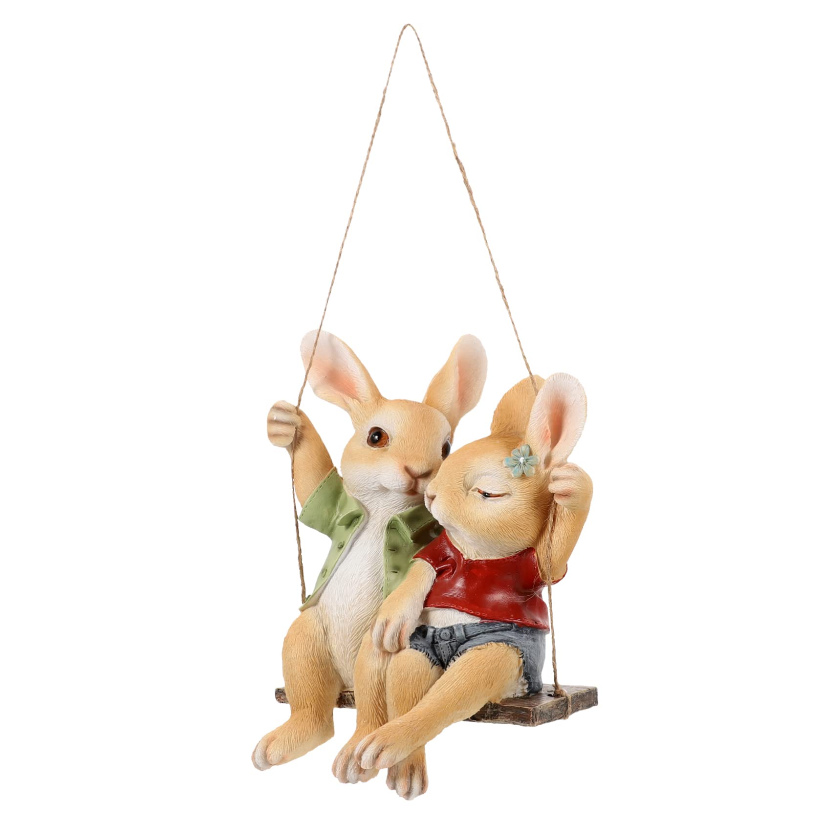 Alipis Pendentif Lapin Balançoire Accessoires De Natation Décor De Lapin Suspendu Figurine De Jardin Décoration De Terrasse Extérieure Pot De Fleur Les Amoureux Résine Auto