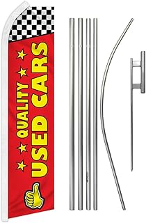 Infinity Republic - Quality Used Cars Red Banner Swooper Flag & Pole Kit - Perfect for Dealerships, Shops, Car Lots, Stores, etc!