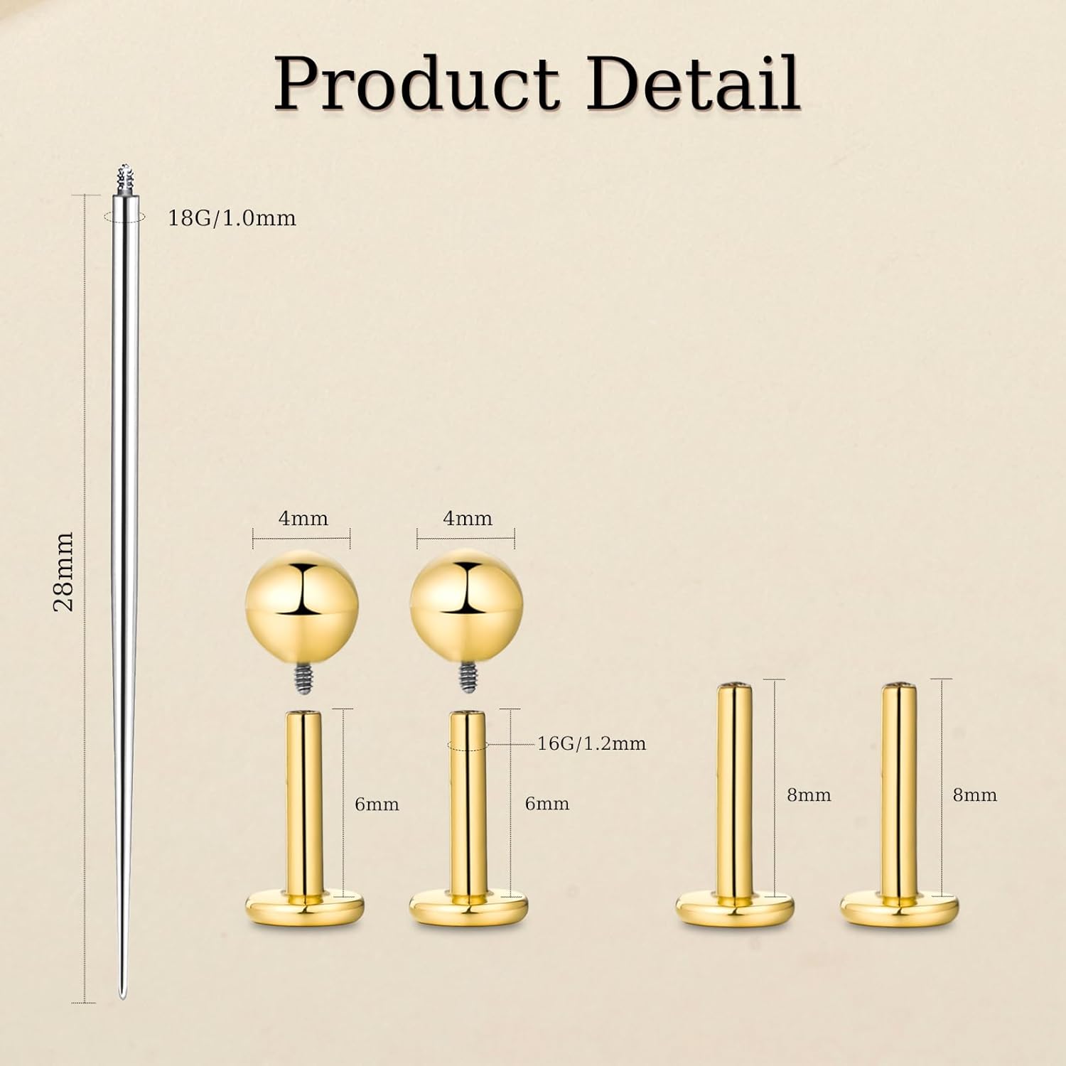 Women Flat Back Ball Stud Earrings Titanium Hypoallergenic Earrings Stud for Sensitive Ears Simple Classic Stud Earring - Image 2