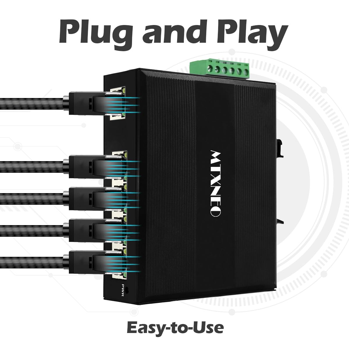 Interruttore di rete industriale Gigabit a 5 porte con amplificatore di tensione DC12 V-48 V a DC48 V, 4 porte IEEE802.3 af/a 30 W POE 120 W, IP40, potenza compatta POE per sistema solare / trunk/VoIP