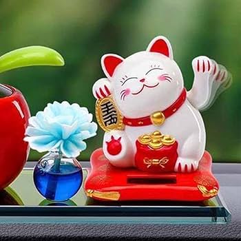 Amazon.co.jp: 招き猫 開運祈願 手振り招き猫 置物 ソーラー 自動 動く