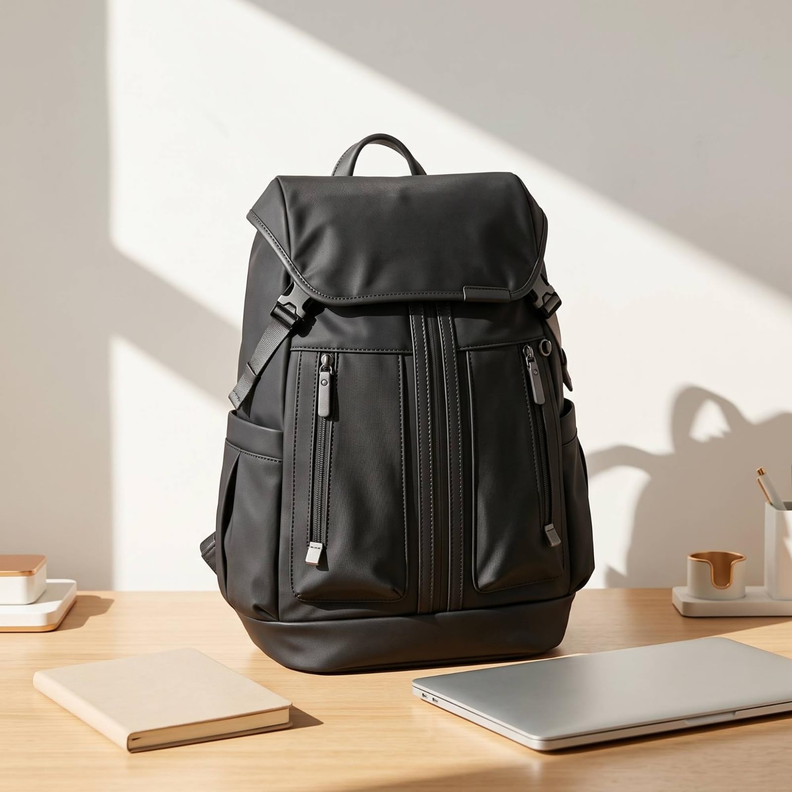 Zaino Porta Pc Organizzato Zaino con Tasche Laterali Multifunzionale Zainetto per Pendolari, Studenti, Lavoro, Università, Array, Bianco, 16 Pollici