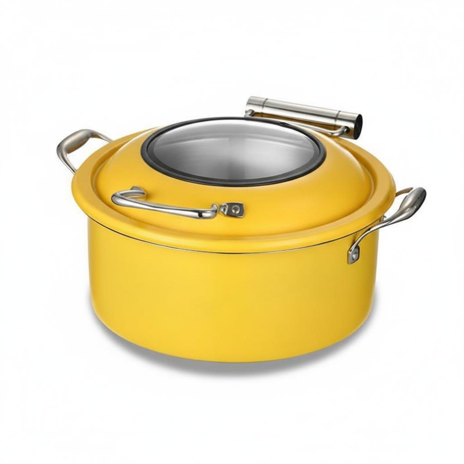 Scaldavivande in Acciaio Inossidabile 304 per Buffet con Coperchio Idraulico a Damping E Vetro Trasparente Struttura Robusta E Design Elegante Adatto, Giallo Standard