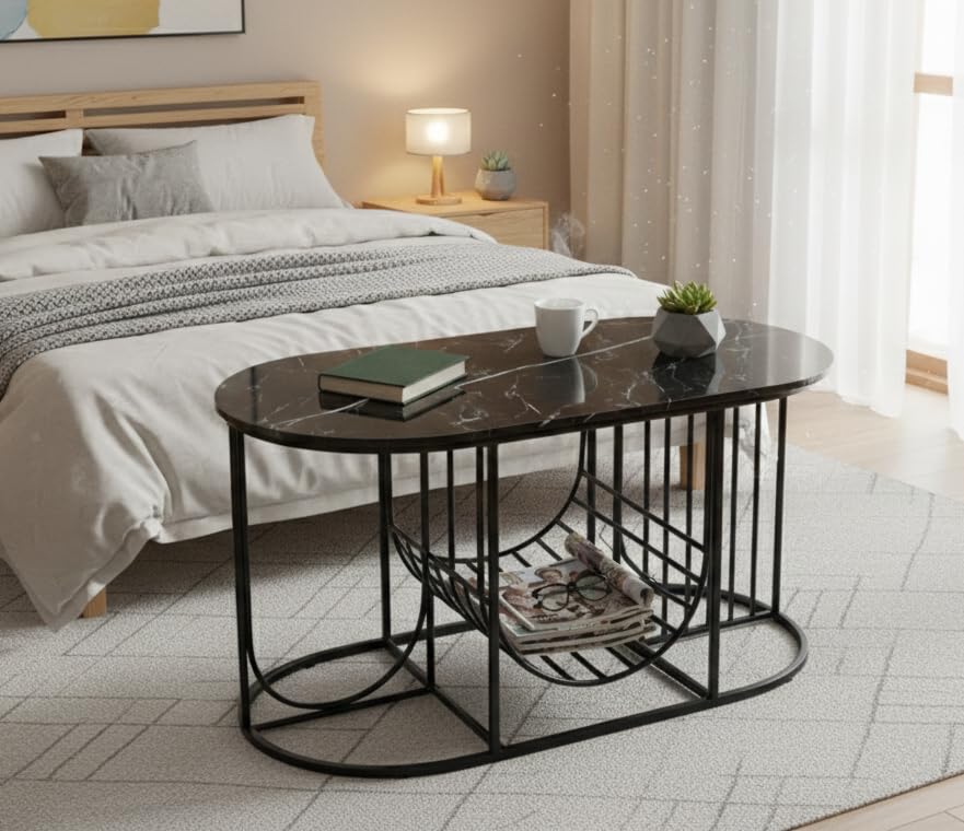 Image of Coffee Table Centre Table (Black Black, Round Jali)