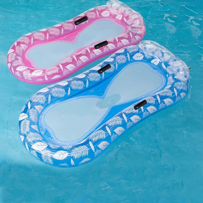 Amaca Gonfiabile Da Piscina Con Poggiatesta 150x70 Cm – Materassino Relax Con Rete Per Adulti – Comodo Lettino Galleggiante Per Lago E Mare – Ideale Per L'estate In Blu E Verde