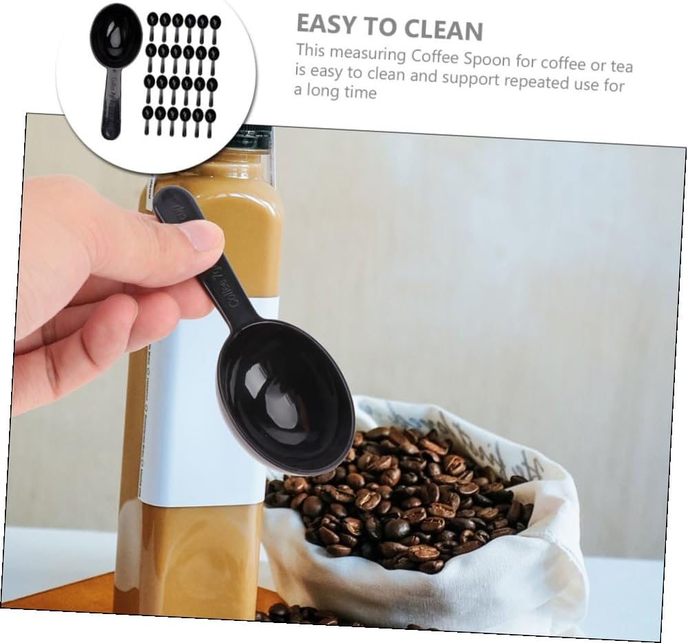 50pcs Black Coffee Measuring Spoons Set 15ml Multi-use Kitchen Scoop for Coffee Beans, Tea, Milk Powder, Portable and Practical Scoops for Home and Cafe Use