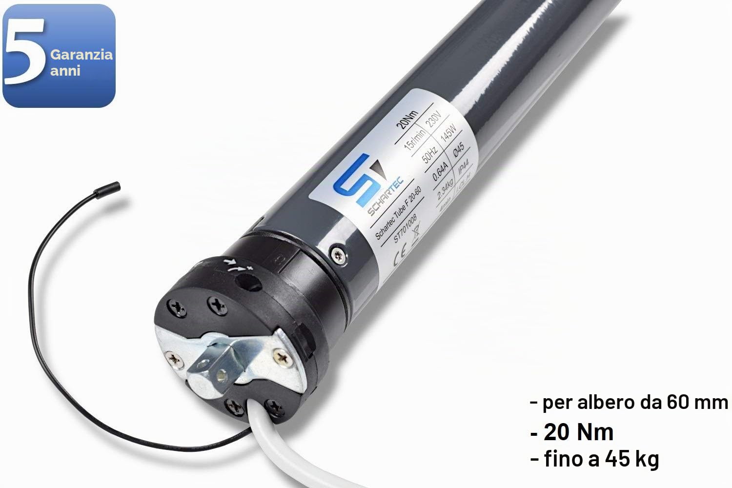 SCHARTEC Motore senza fili per tapparelle con pulsante a parete – motore tubolare, interruttore radio per tapparelle – controllo tapparelle 40 e 60 mm albero – trasmissione per tapparelle