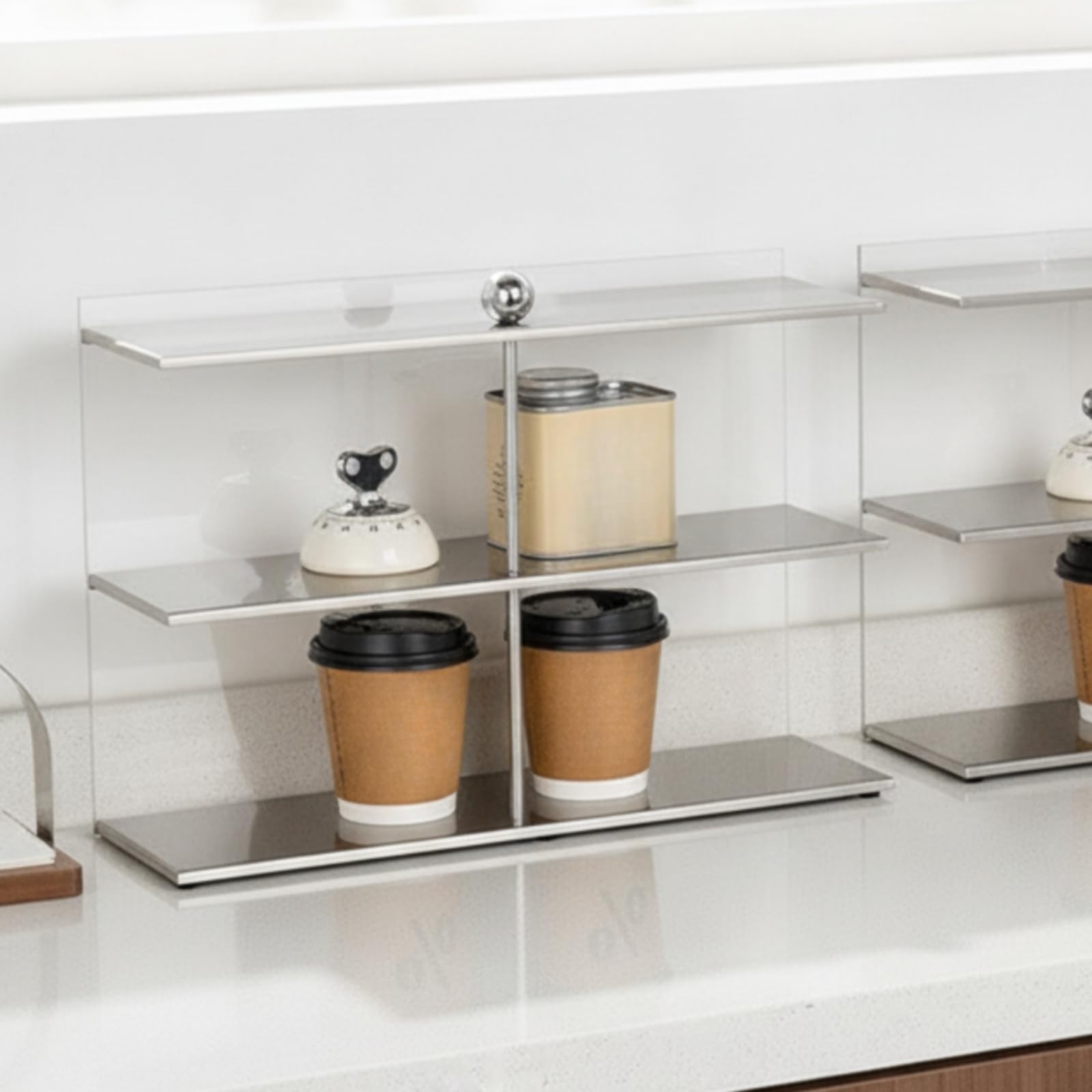 Espositore da Tavolo Trasparente Scaffale da Tavolo Autoportante Organizzatore Scrivania per Toeletta, Cucina, Nero, Piccolo