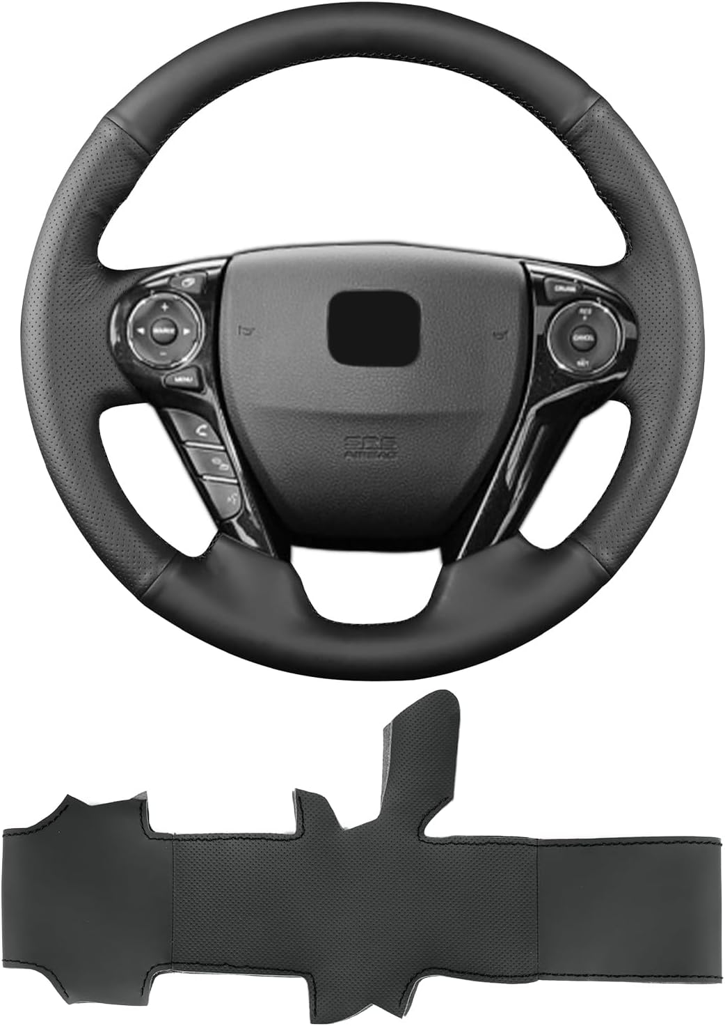 Hand-Stitch Steering Wheel Cover,Fit for Honda Accord Coupe 2013 2016/Crosstour 2013/2014 Accord PHEV/2017 Accord Hybrid,Non-Slip Breathable Microfiber Leather Steering Wheel Cover on Wrap