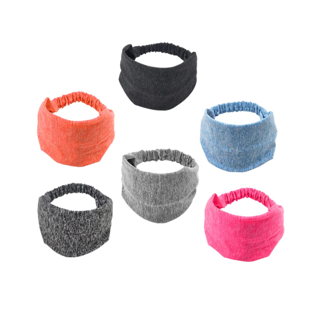 Beaupretty 12pièces Bandeau Large Anti-dérapant Pour Femmes Élastique Confortable Pour Yoga Course Et Activités Sportives Fluo Orange Argenté Bleu Foncé
