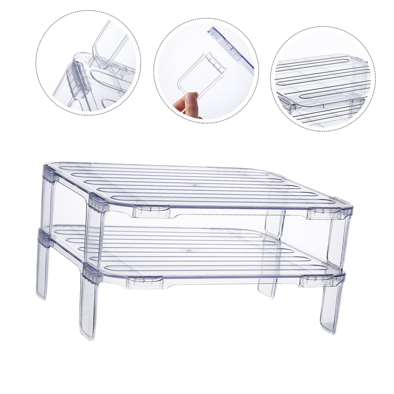 Zerodeko Set de Étagères de Rangement Empilables Support Robuste pour Bols et Condiments Lot de 2 Cuisine en As pour Hôtels et Repas Hotpot