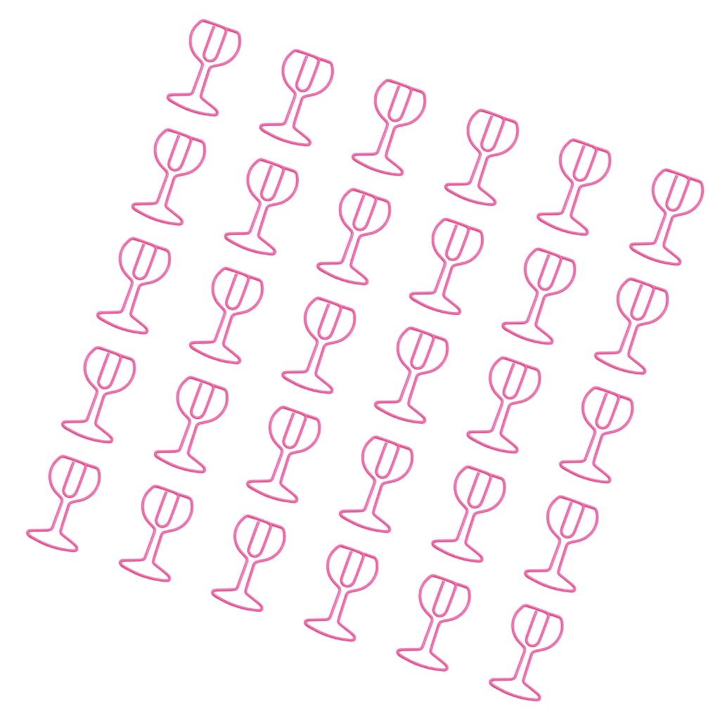 Elnwnnkc 30Pcs Wine Glass Paper Clip Small Paperclips Metal File Clamp Book Marker Clips for Document Paper Photo