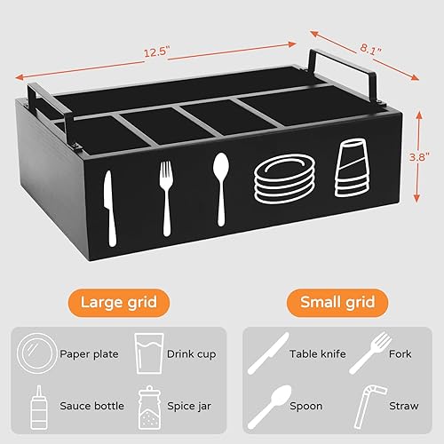 Miniatura 6 de Soportes de papel para encimera de cocina, soporte de utensilios de madera, organizador de cubiertos con portavasos grande y organizador para
