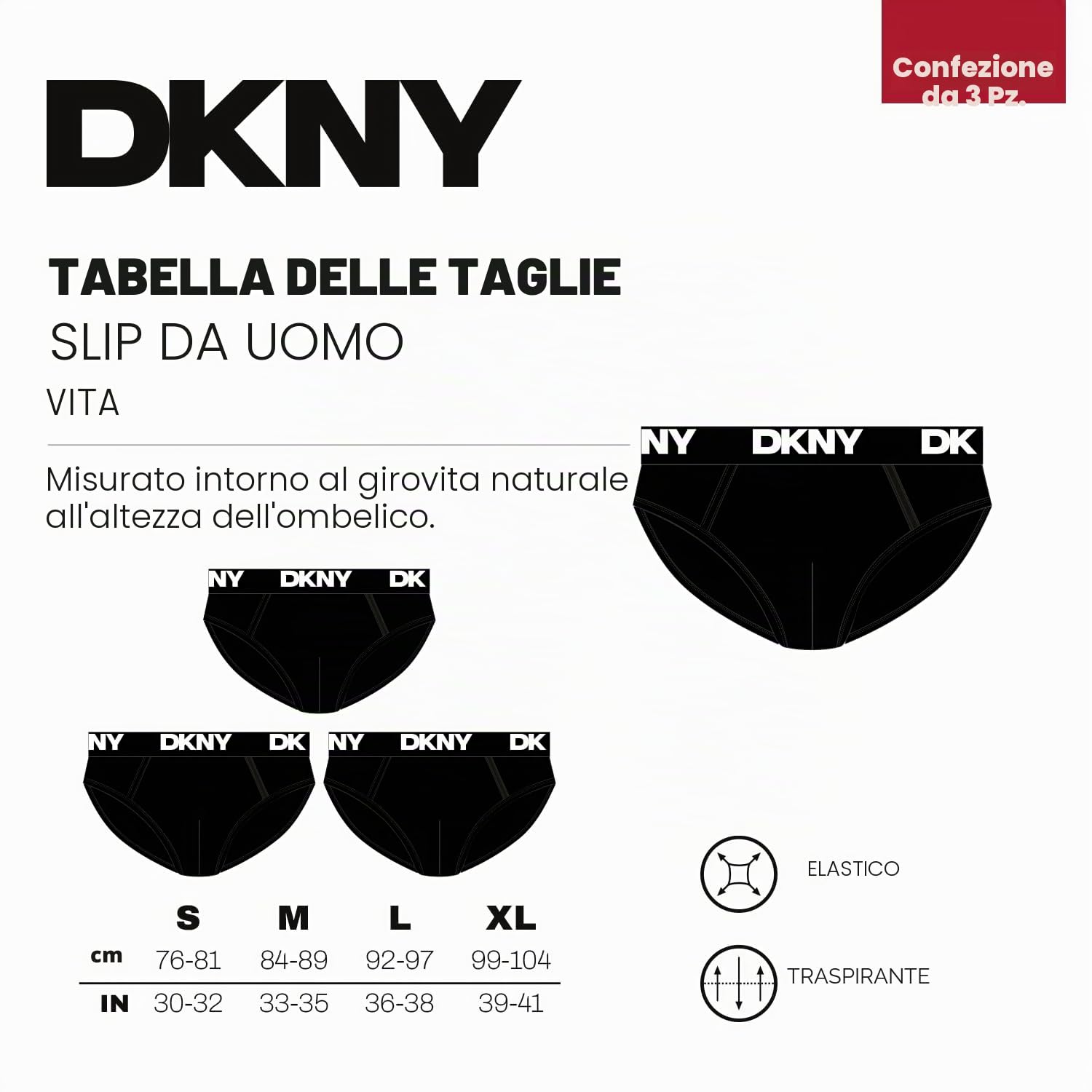 DKNY Kelso Slip Uomo (Pacco da 3)