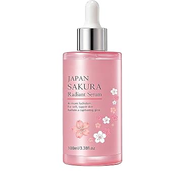 New Irven Sakura Radiant Serum 100ml, Hydrating Facial Serum with Cherry Blossom Extract, Lightweight Non-Greasy Formula for Smooth, Glowing, Supple Skin