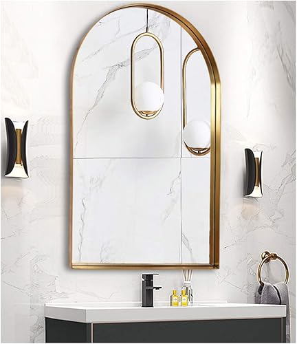 Miniatura 8 de Y&J Espejo de pared para dormitorio, baño espejo de maquillaje, espejos decorativos arqueados, para entrada, hogar, sala de estar, baño, hotel,