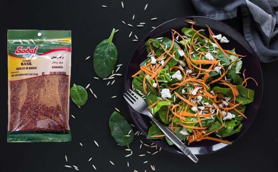 Miniatura 2 de Sadaf Hojas de albahaca  Hojas de albahaca secas para cocinar y condimentar alimentos  Hierba sabrosa  Especias de cocina mediterránea  Kosher