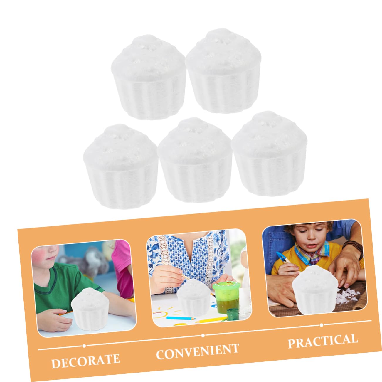 Toddmomy 5pièces Modèles Gâteau Mousse Blanc pour Décoration DIY Peinture Gâteau Bricolage Fête Accessoires