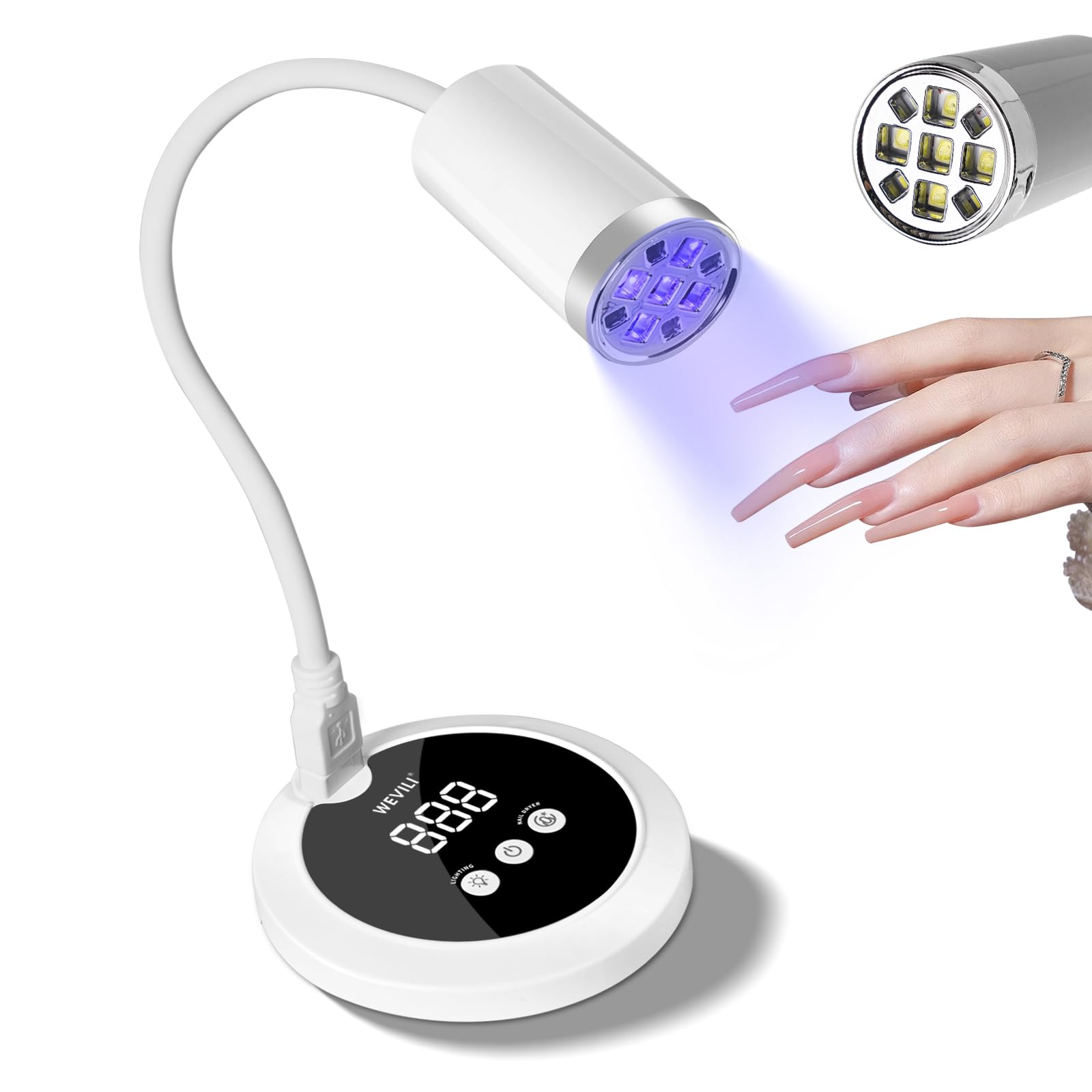 Mini UV Nail Lamp with LCD Screen - 24W Travel-Friendly Gel Nail Dryer, 2 Timer Modes (30/60s), Fast Charging, Lightweight for Home & On-the-Go Manicure, Gift for Nail Lovers