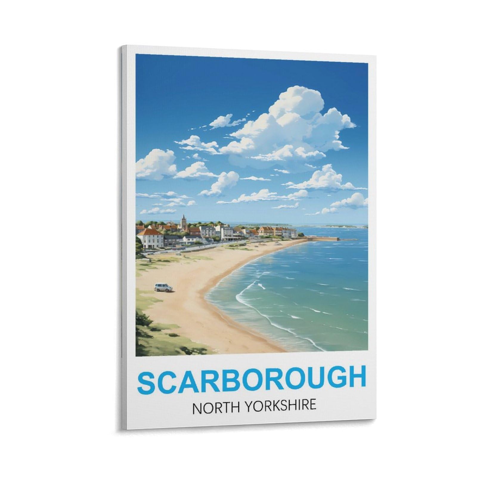 Lnhzgnjnh Frame-Style Scarborough North Yorkshire Vintage Travel Poster 08X12inch(20X30cm) Canvas Wall Art Wall Print Painting Decor Living Room Bedroom Decor