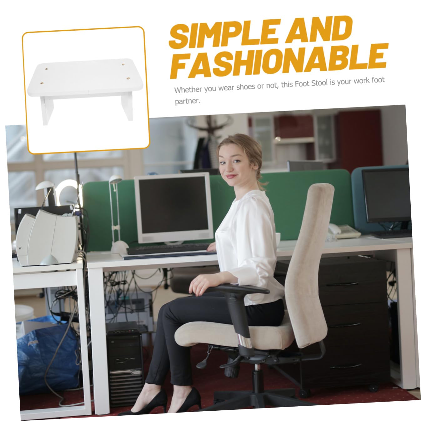 SUPVOX Poggiapiedi Antiscivolo in Legno 30cm Superficie Inclinata Colore Bianco Caldo per Uso Ufficio Sotto Scrivania, Supporto Ergonomico per Postura e Riduzione Affaticamento Gambe